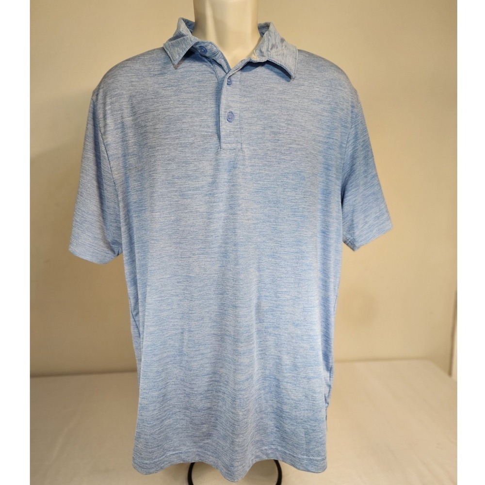 Rorie Whelan Golf Mens Large Blue Space Dye Heathered Short Sleeve Polo Shirt